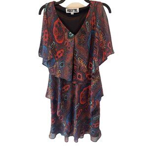 Vicky Tiel Vintage Paisley Layer Shift Dress Small Art to Wear Unique Maximalist